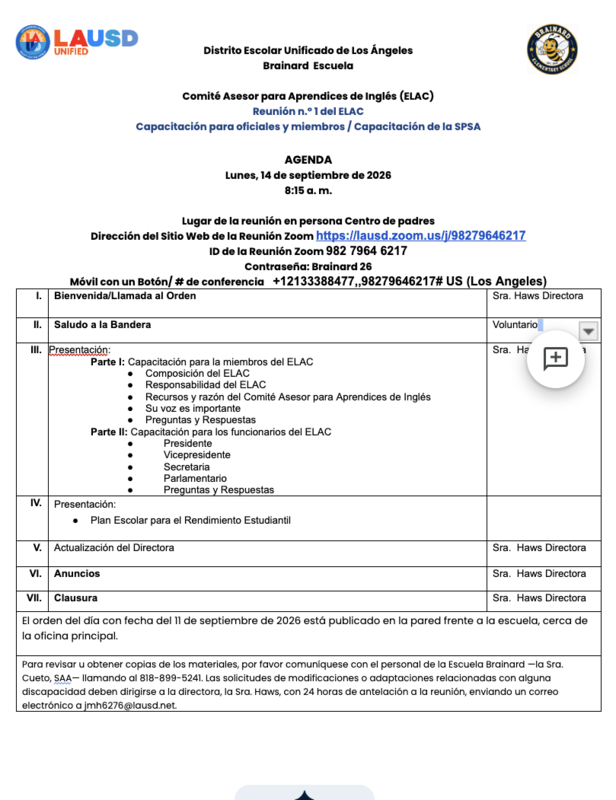 9-14-26 ELAC Agenda Spanish