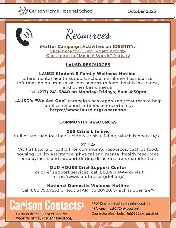Carlson monthly newsletter resources page