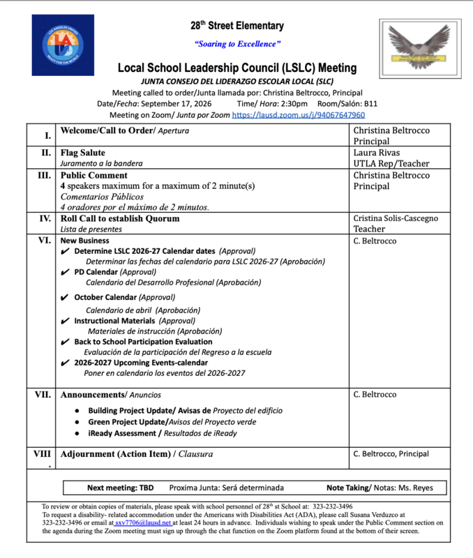 LOCAL SCHOOL LEADERSHIP COUNCIL MEETING