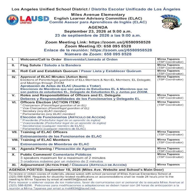 ELAC Election Agenda