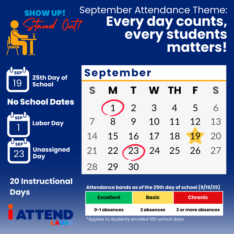 September Attendance Calendar