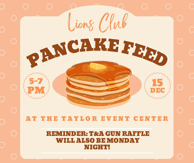 Loup County Lions Club Pancake Feed Set for December 15th