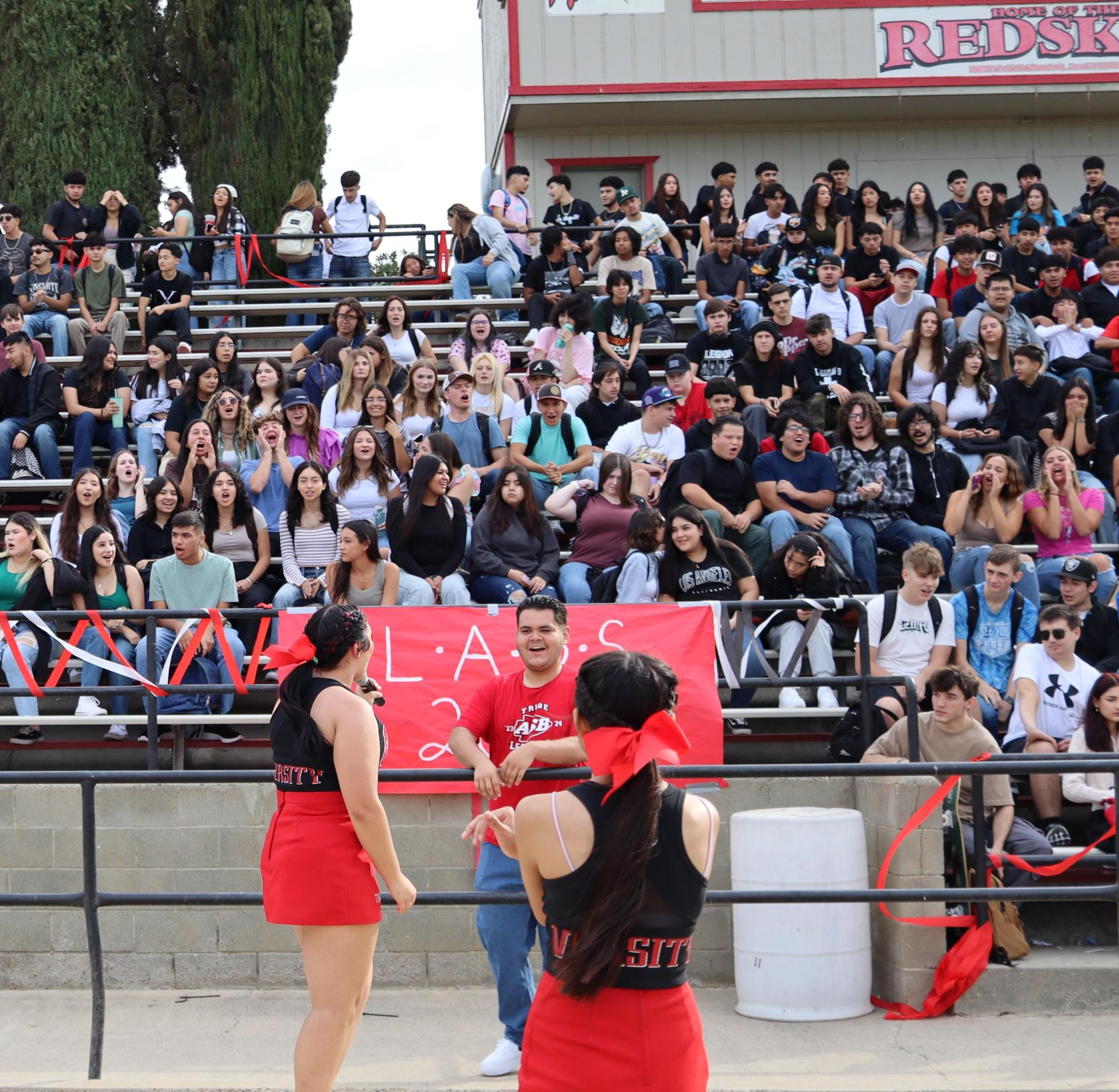Students and staff enjoying the back to school rally