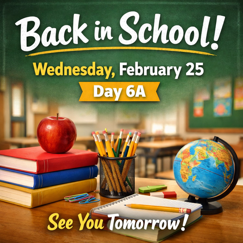 School Resumes Tomorrow Featured Photo