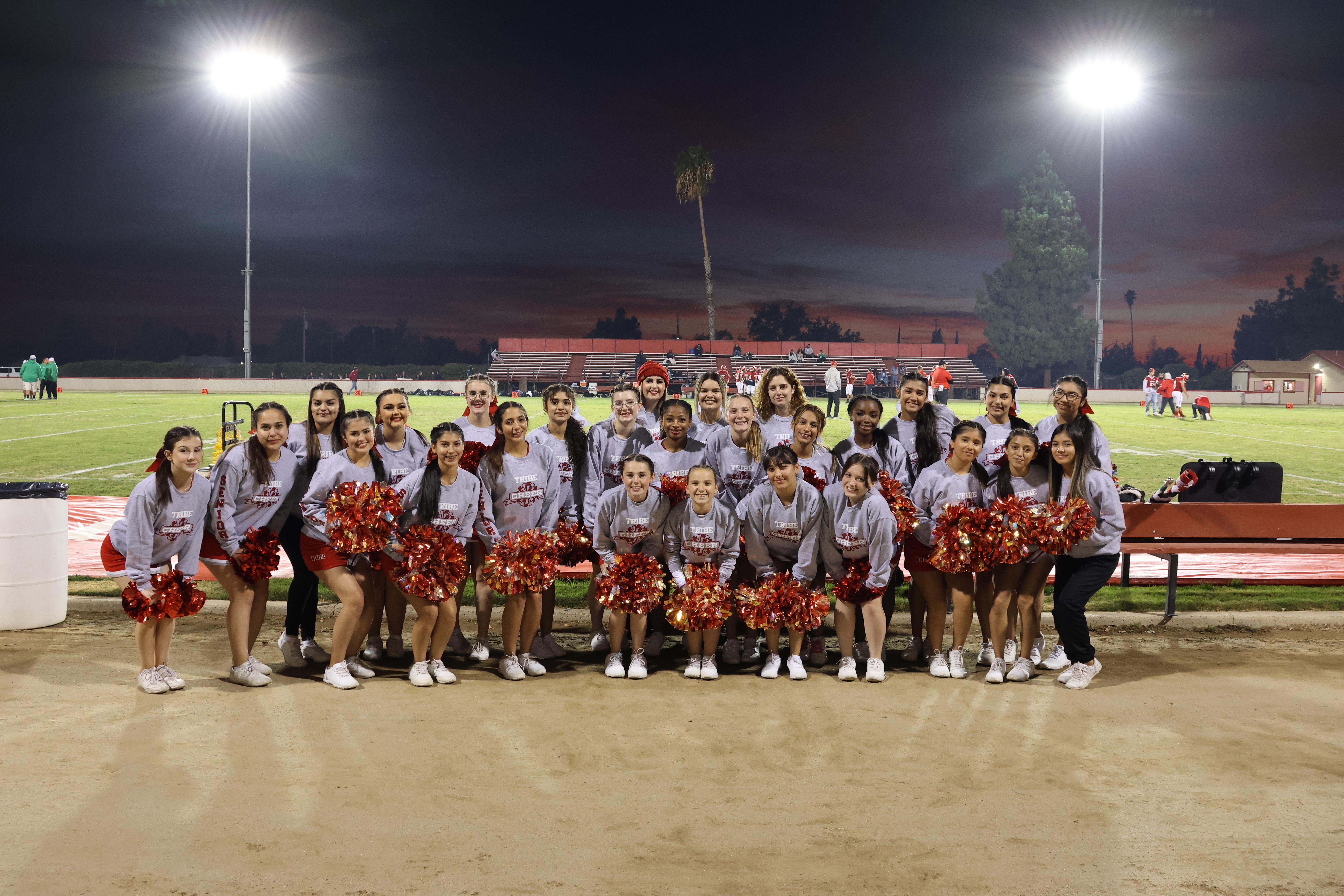 cheerleaders posing at the playoff game