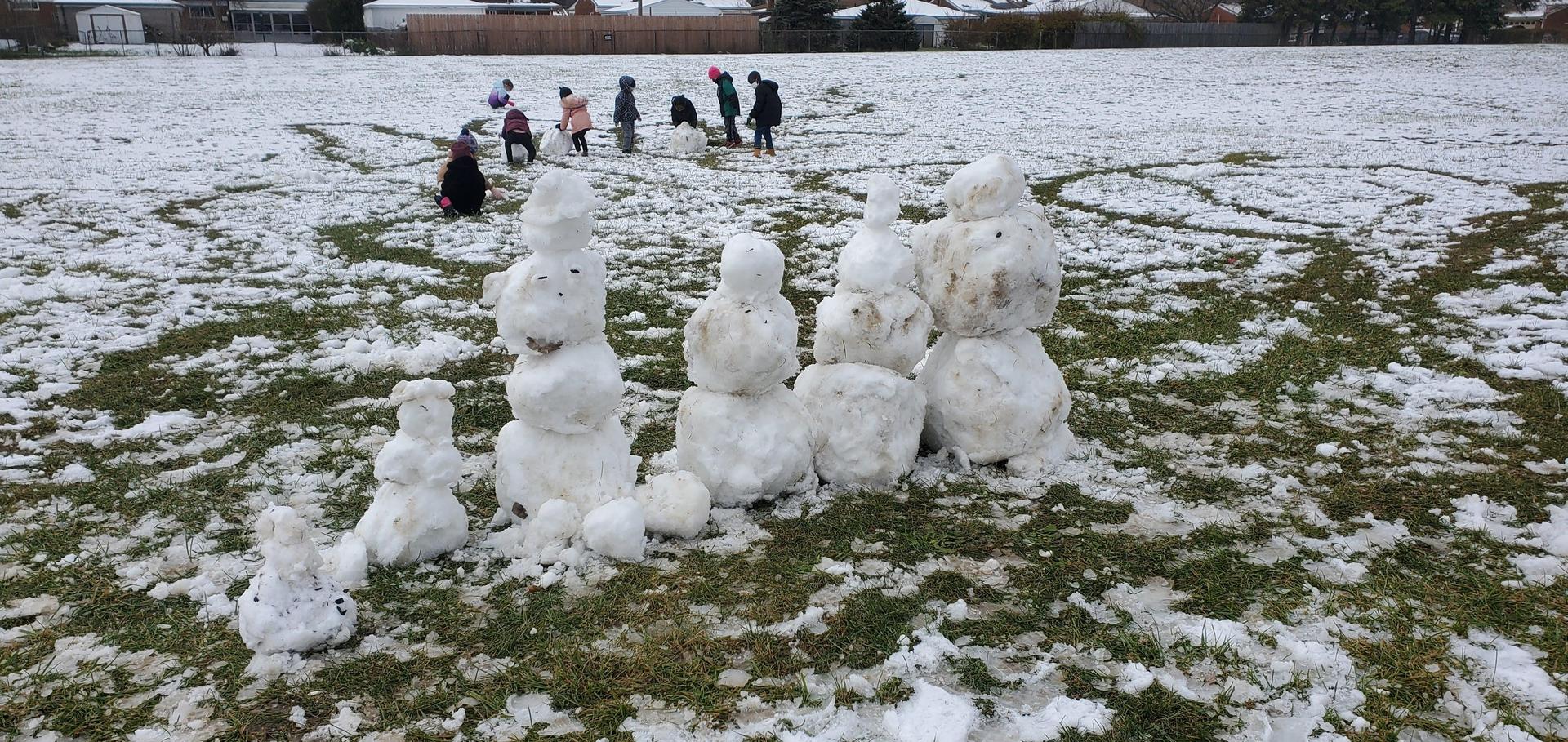 students in snow