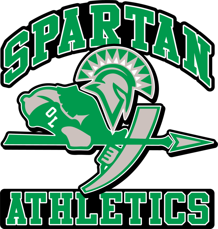 Spartan with a spear and sign that says Spartan Athletics