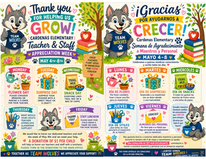 This week, we proudly celebrate Teacher & Staff Appreciation Week and recognize the dedication, care, and hard work our educators bring to our school each day. Our teachers and staff truly help our students grow, learn, and thrive in meaningful ways. We are grateful for all they do and appreciate the support of our families in helping us honor them.