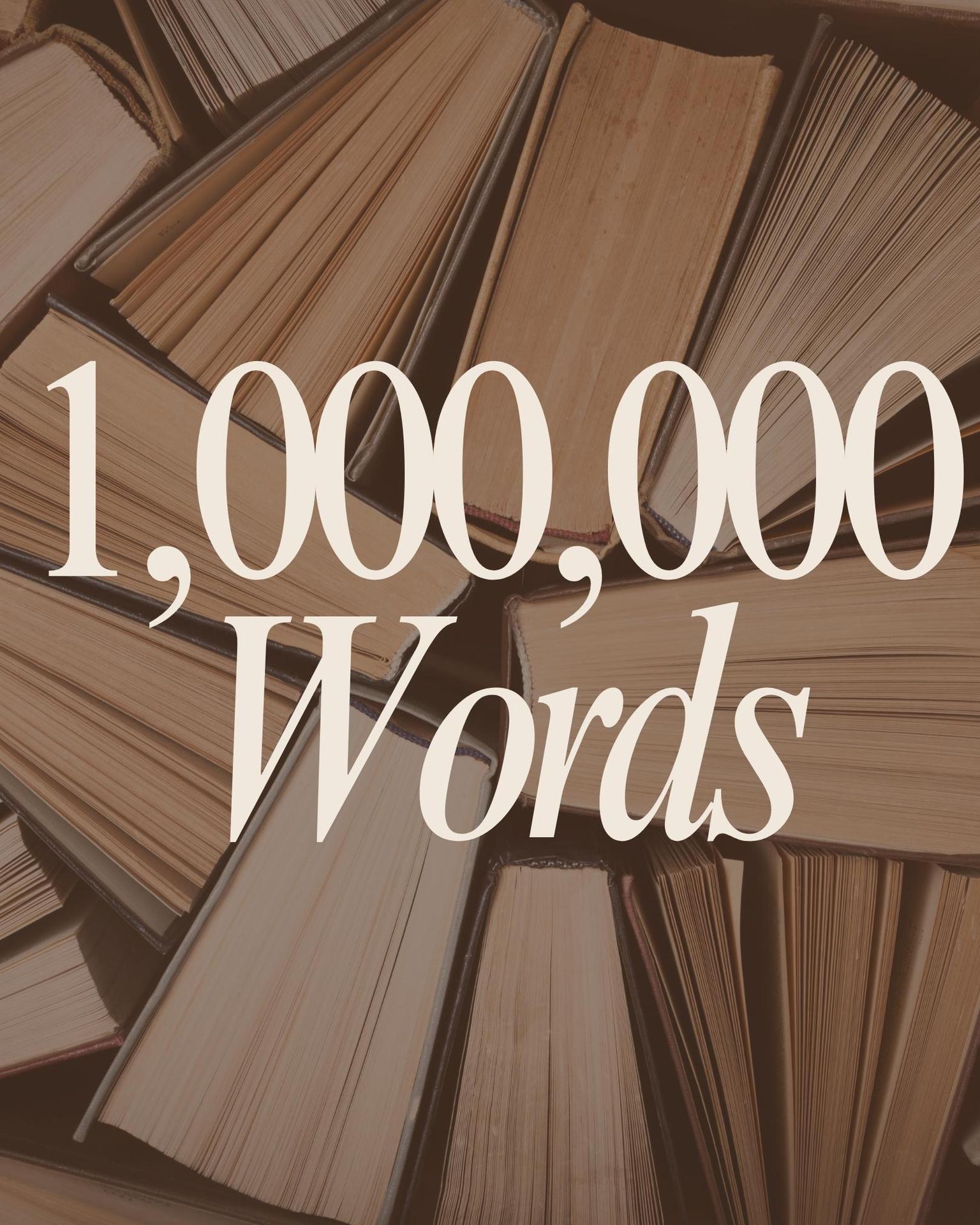 One million Words text on picture of books