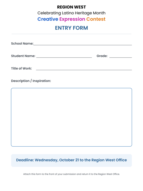 Latino Heritage Month Creative Expression Entry Form