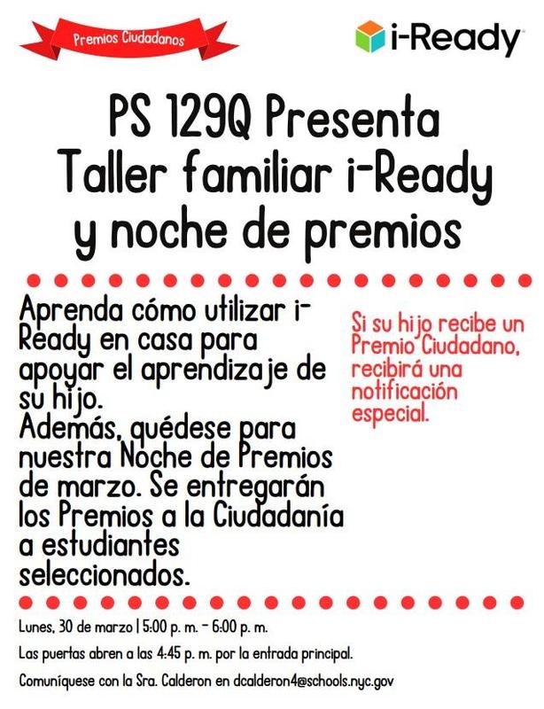 i-Ready Family workshop and Citizen Awards spanish
