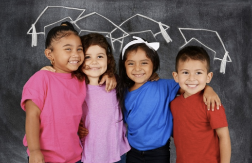 Four happy students