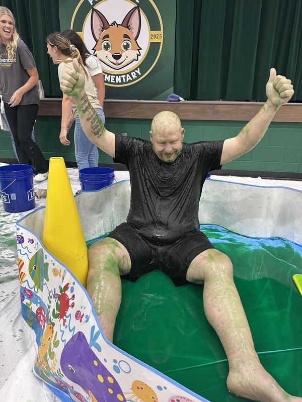 Picture of Officer Stucky covered in slime.