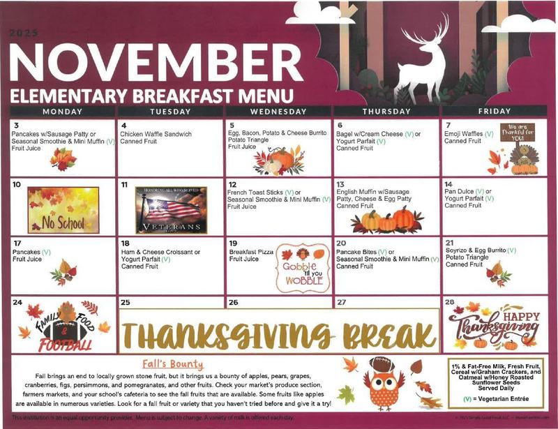 November Breakfast Menu