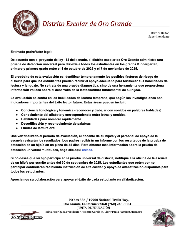 Dyslexia Screener Notice