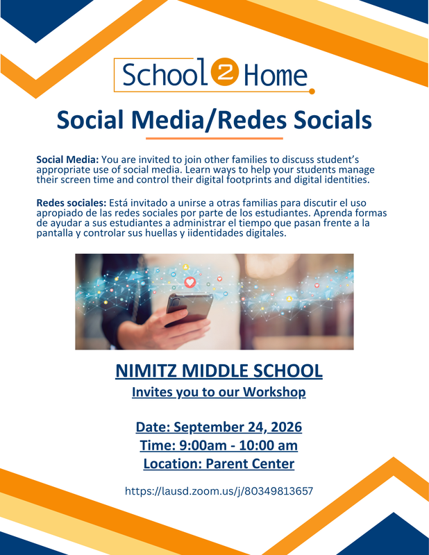 9/24: School2Home Taller/Workshop - Social Media/Redes Socials (Parent Center & Zoom) Featured Photo
