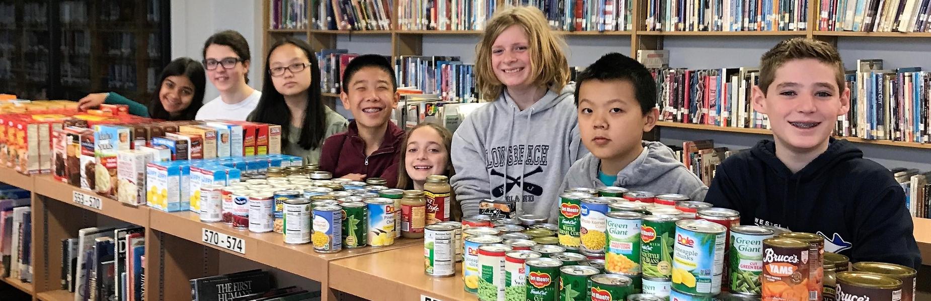 Members of EIS Student Government Association collected nearly 300 items during SGA's annual Thanksgiving Food Drive for Community FoodBank of New Jersey.
