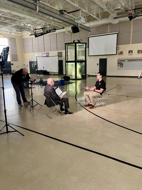 Tom Skilling’s WGN TV News at Nine Cover Story on “Tornado Nick” Bartholomew and his Storm Science weather assemblies for schools was recorded at Indian Trail earlier this month.