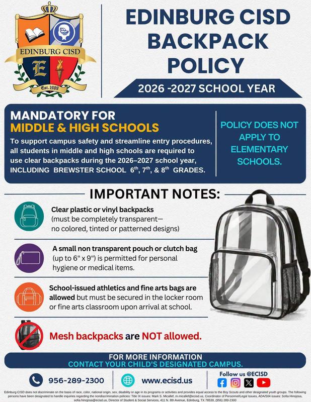Clear Backpack Policy - English