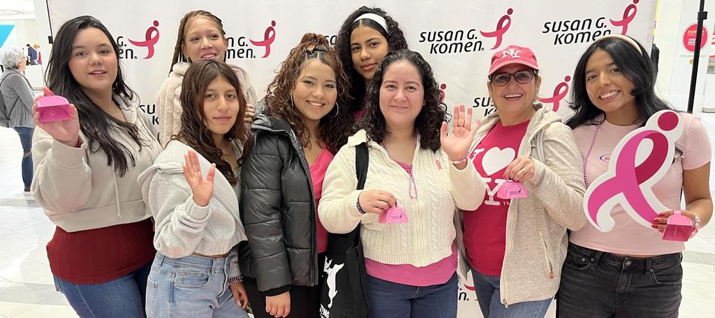 Students celebrating Breast Cancer Awareness Month