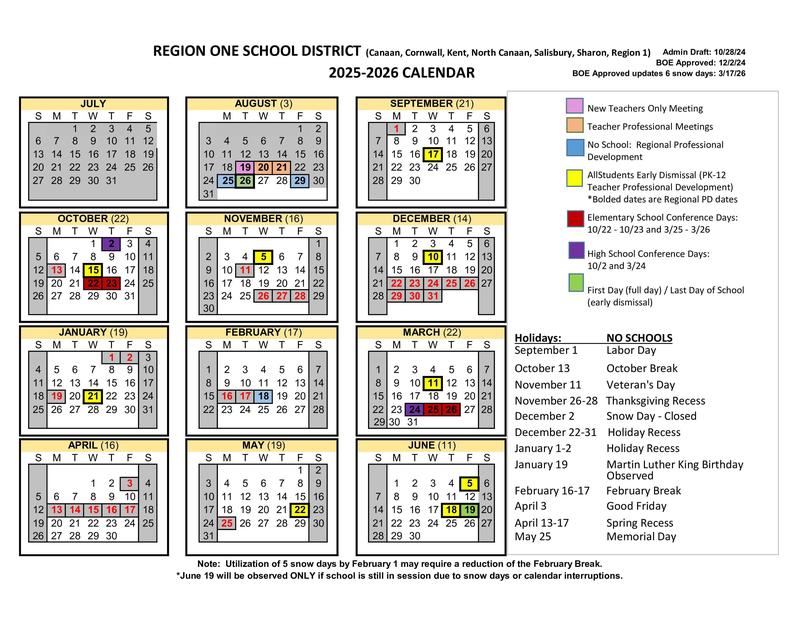 2025-2026 school calendar