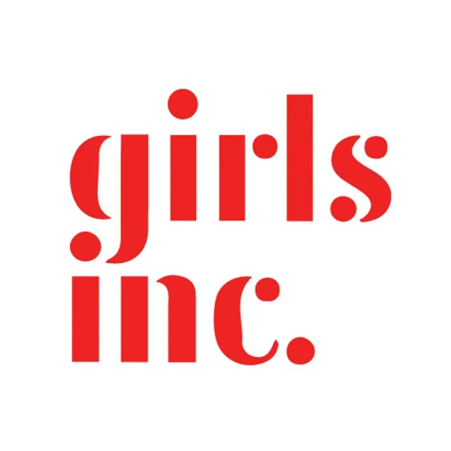 The logo for 'girls inc.' in stylish red lettering.