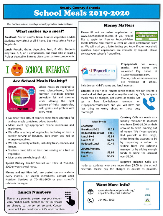 School Meals 2019 - 2020 Featured Photo