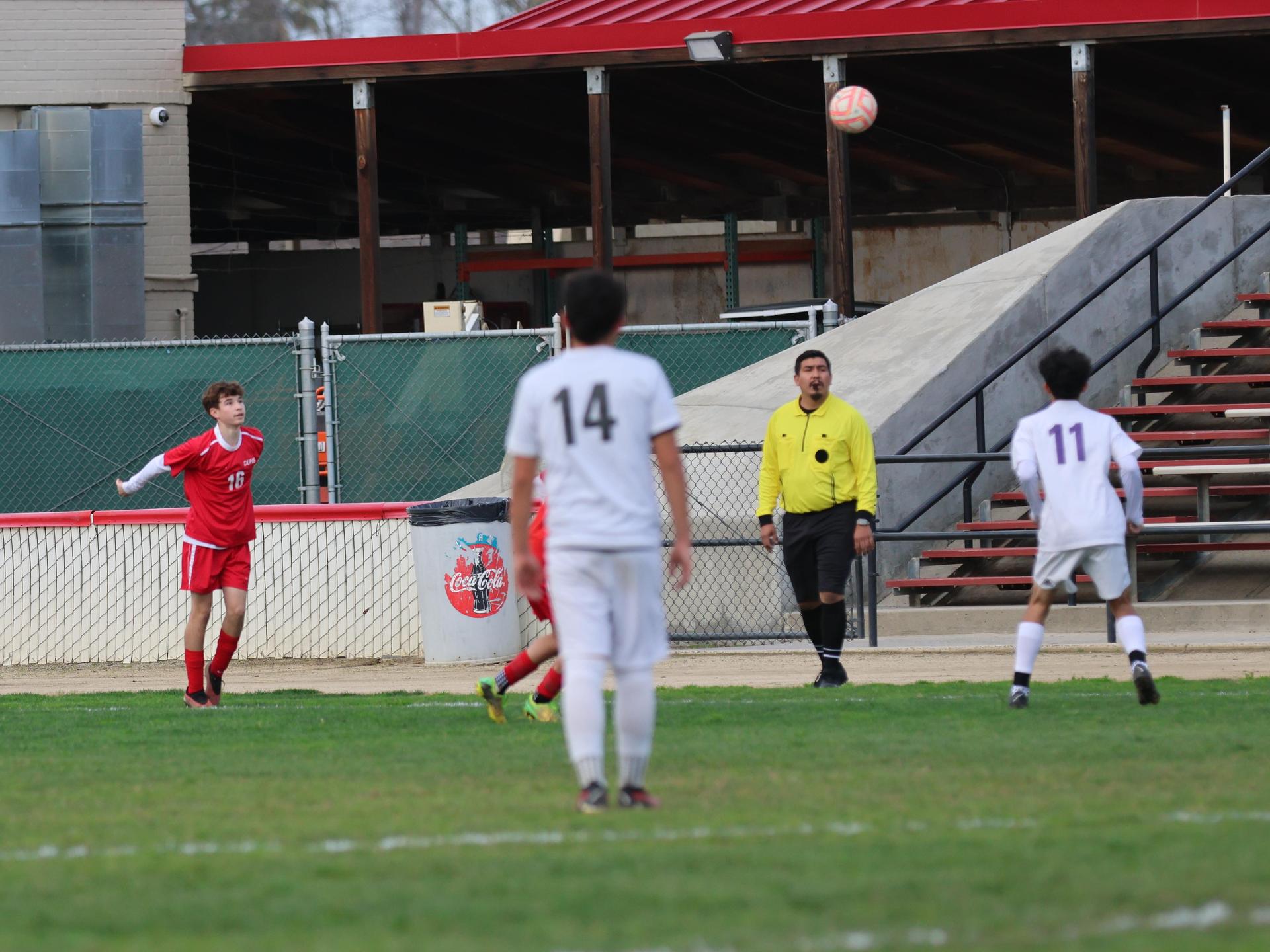 junior varsity boys playing soccer against washington union