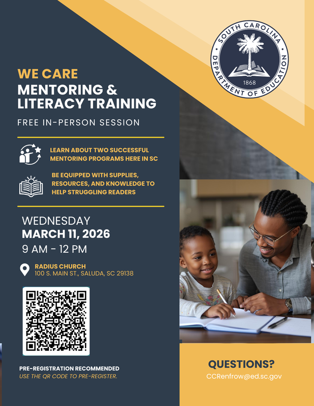 Savannah River Mentoring and Literacy Training, March 11, 9AM-12PM at Radius Church, Saluda, SC