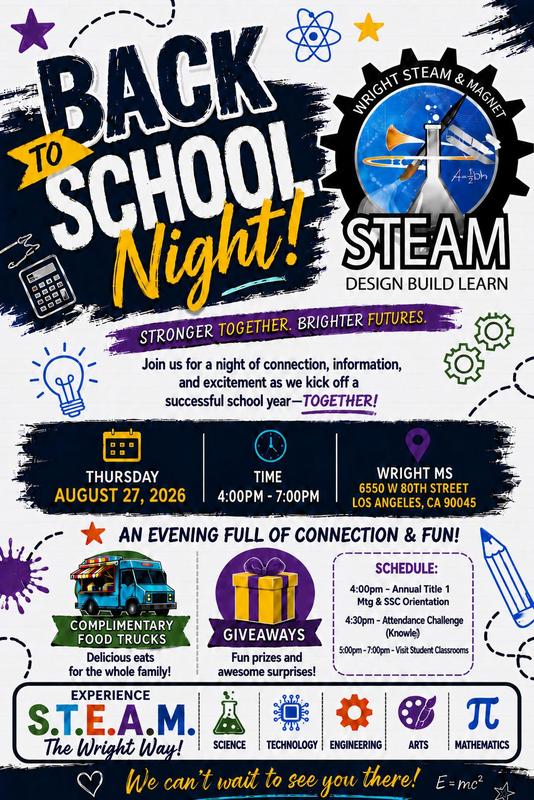 Back to School Night Aug. 27 5pm-7pm