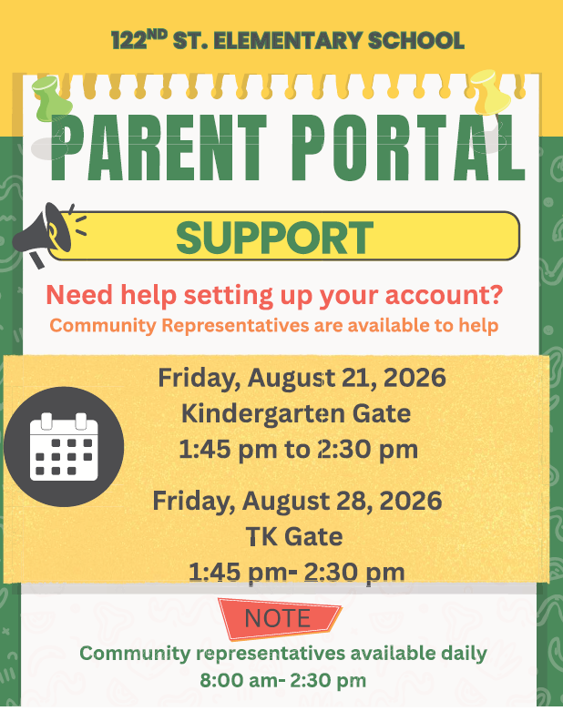 A flyer outlining details of parent portal support
