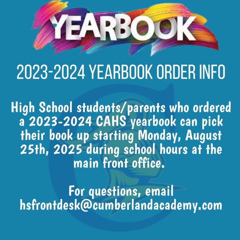 2023-2024 CAHS Yearbook Pick Up