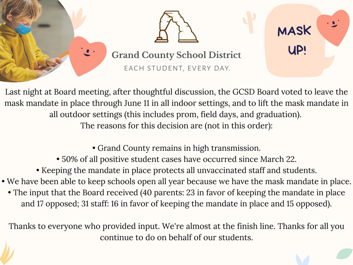 Board of Education takes action on mask mandate | Grand County School ...