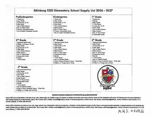 Supply List for 26-27