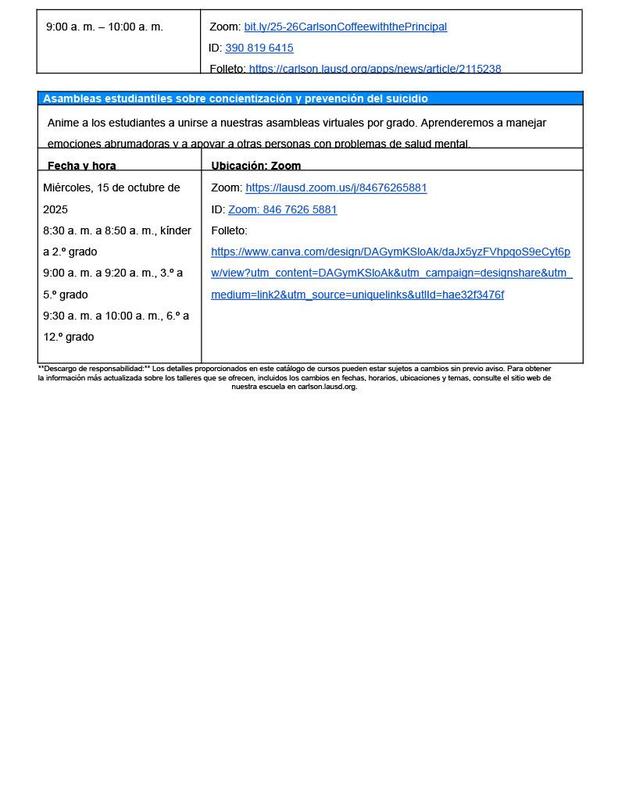 Family Academy course catalog spanish 4