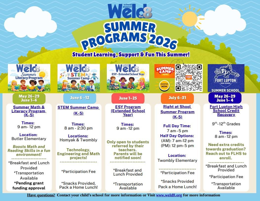 Weld Re-8 Summer Programs Flyer