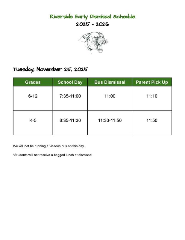 RMS EARLY DISMISSAL - TUESDAY, NOVEMBER 25, 2025
