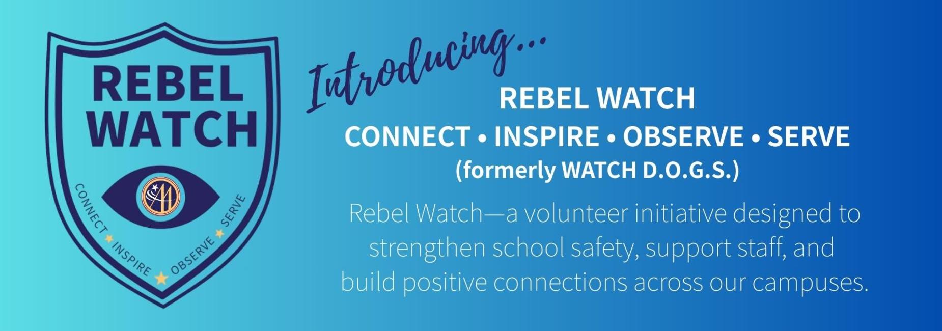 Logo for Rebel Watch with a description of the initiative's purpose.