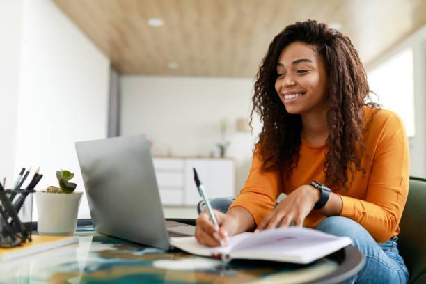 woman learning online