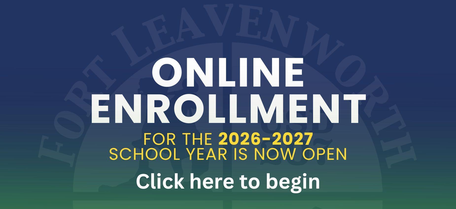 Text announcing online enrollment for the 2026-2027 school year.
