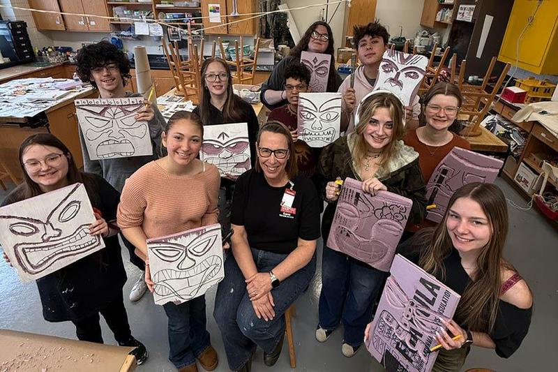 Seton Hill University’s Karen Glass (front, center) surrounded by some of the workshop participants