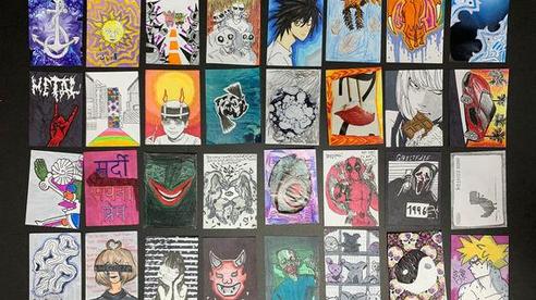 A collage of 30 varied illustrations in a grid format showcasing diverse art styles.