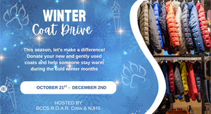 Winter coats with information about the Winter Coat Drive