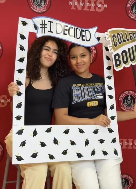 two students with a fun frame around them