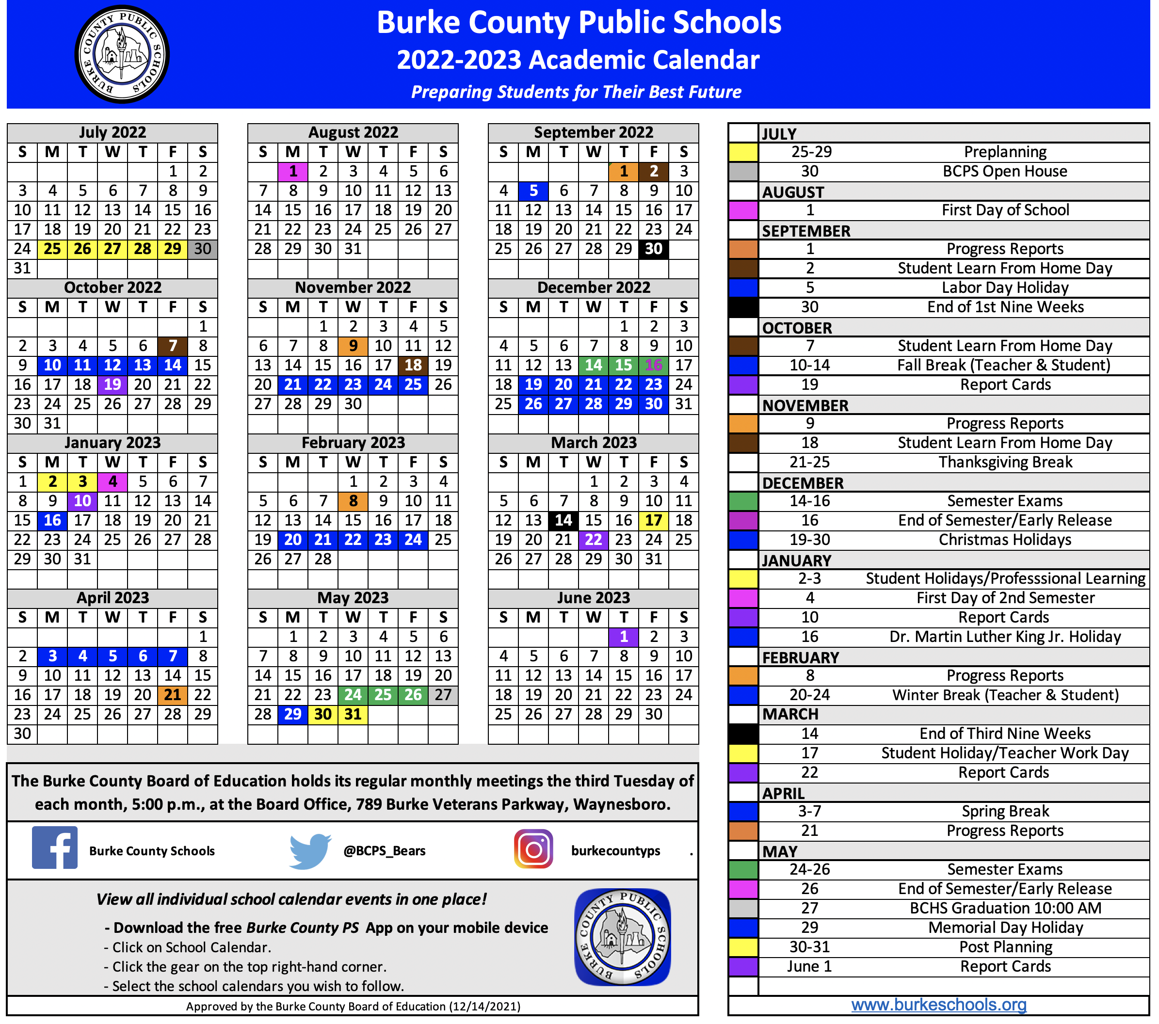 Bcps Calendar 2022 2023 School Calendar & Student Dress Code – Students & Parents – Burke County  Public Schools