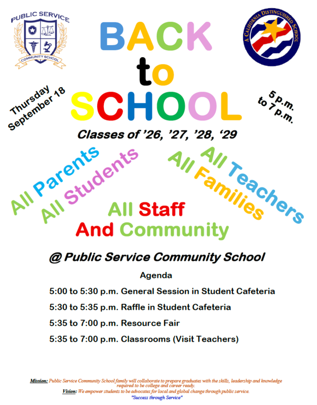BTS Flyer: Back to School Night is Thursday, September 18 from 5 pm to 7 pm.