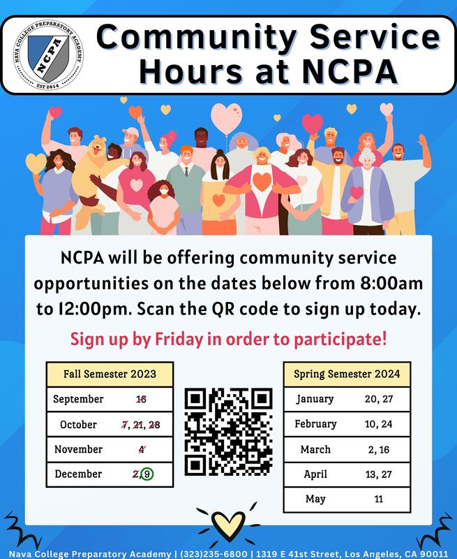 12 09 Community Service Opportunity Nava College Preparatory Academy