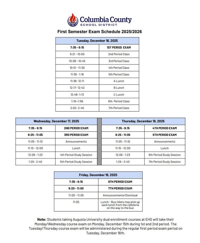 Final Exam Schedule Fall 2025