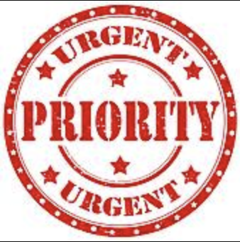 Red Circle with words Urgent and Priority