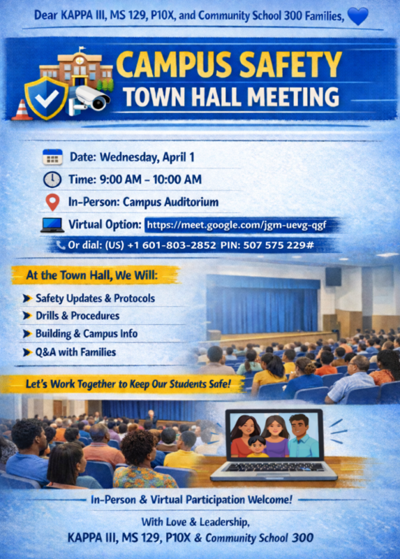 Campus Town Hall Safety Meeting flyer